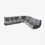 Togo Lounge Set 3 pz. Pelle Madras Grigio cenere 0