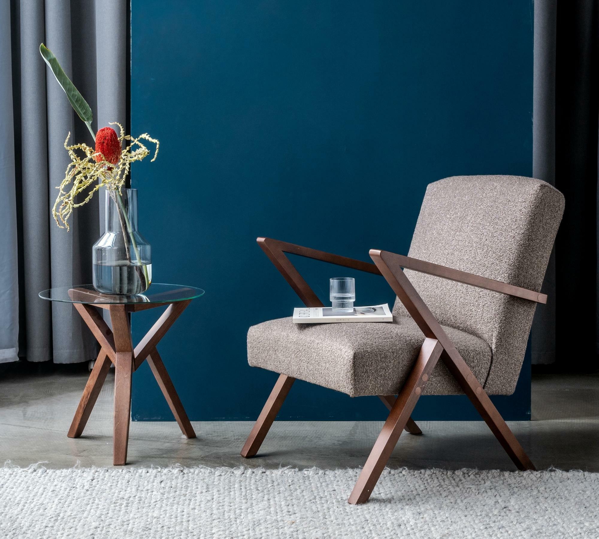 Cocoli-Exclusive Bouclé-Armlehnstuhl Braun 4