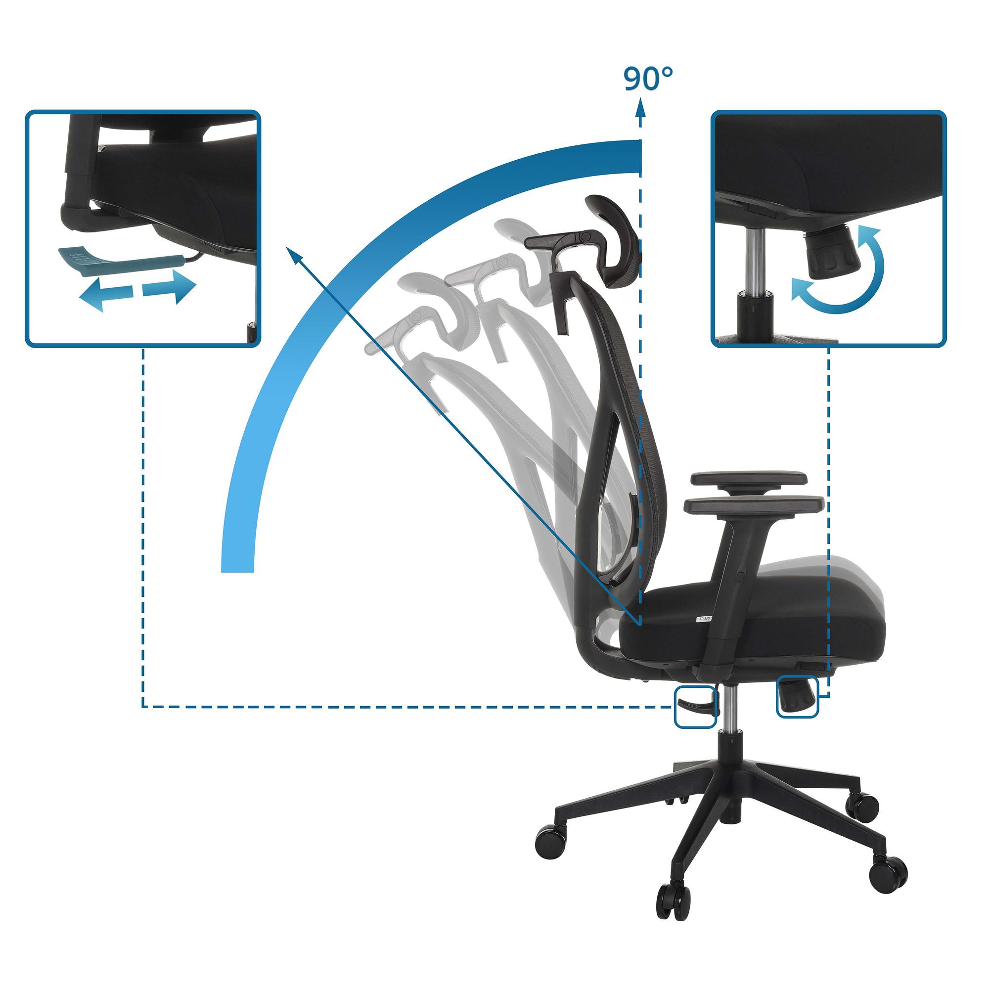 RALOO ECO Bürostuhl Netzstoff Schwarz 1