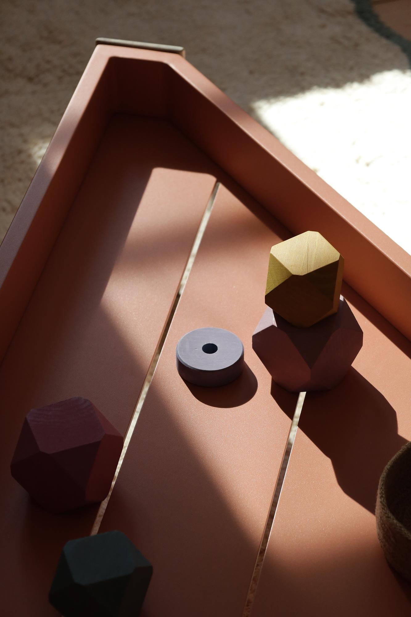 Brixx Beistelltisch Aluminium Teakholz Rosa 4