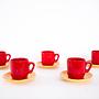 Ceramic Mug Set Red 1980s 3
