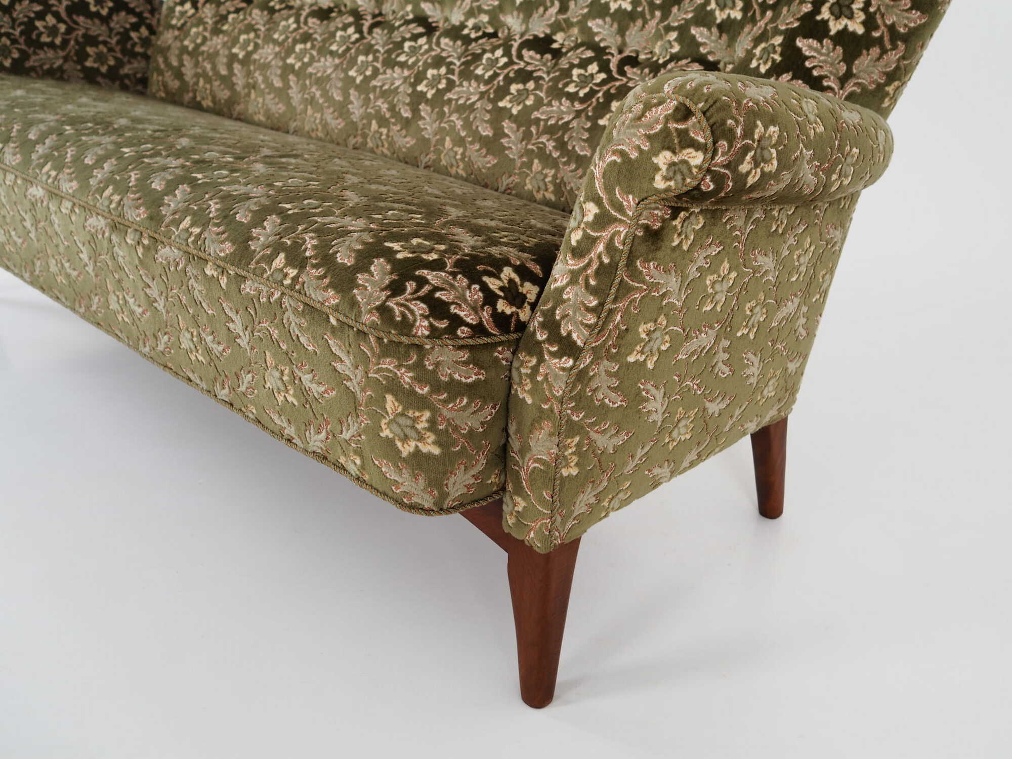 Vintage Sofa Beech wood Textile Green 1960s 6