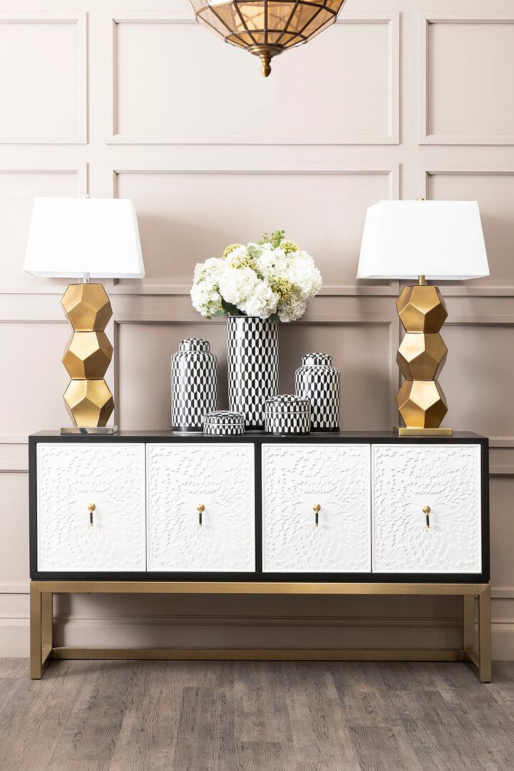 Marlo Kleiner Geometrisch Bedruckte Keramikdose Schwarz Weiß 2