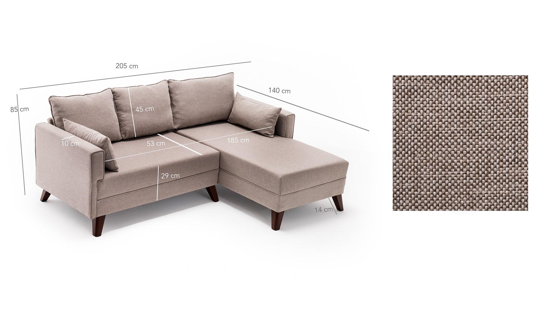 Bella Sofa Récamiere Rechts mit Hocker Rot 7