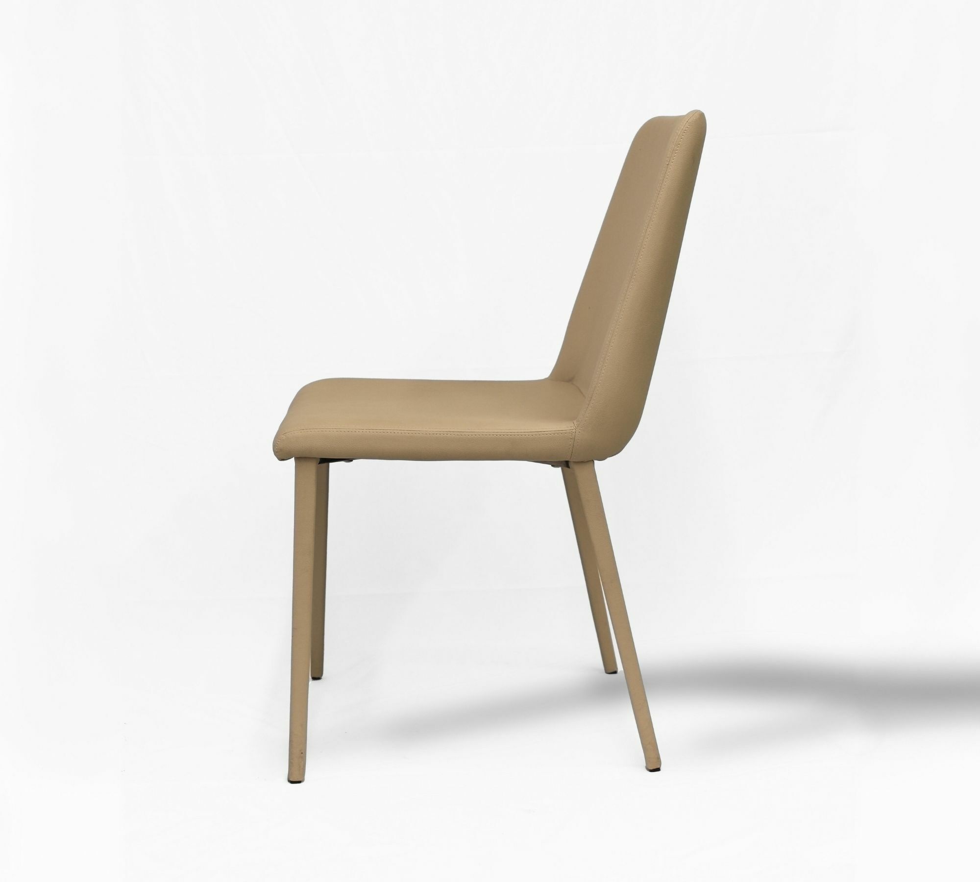 2x Desiree Chair Metal Faux Leather Beige 1