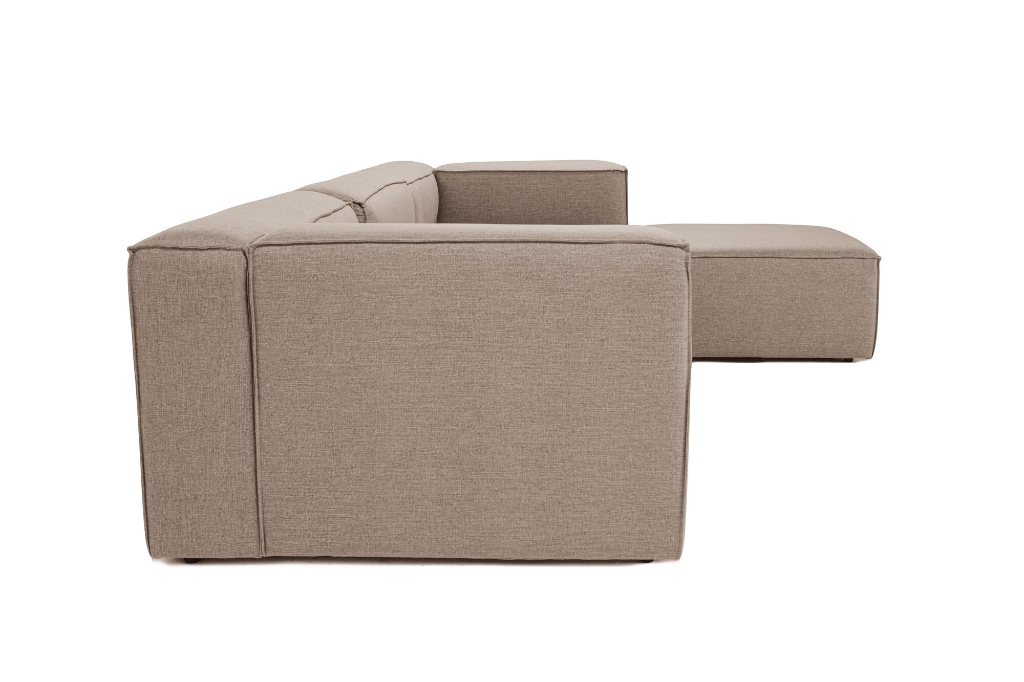 Modernes Sofa Récamiere Rechts Leinen Braun 4