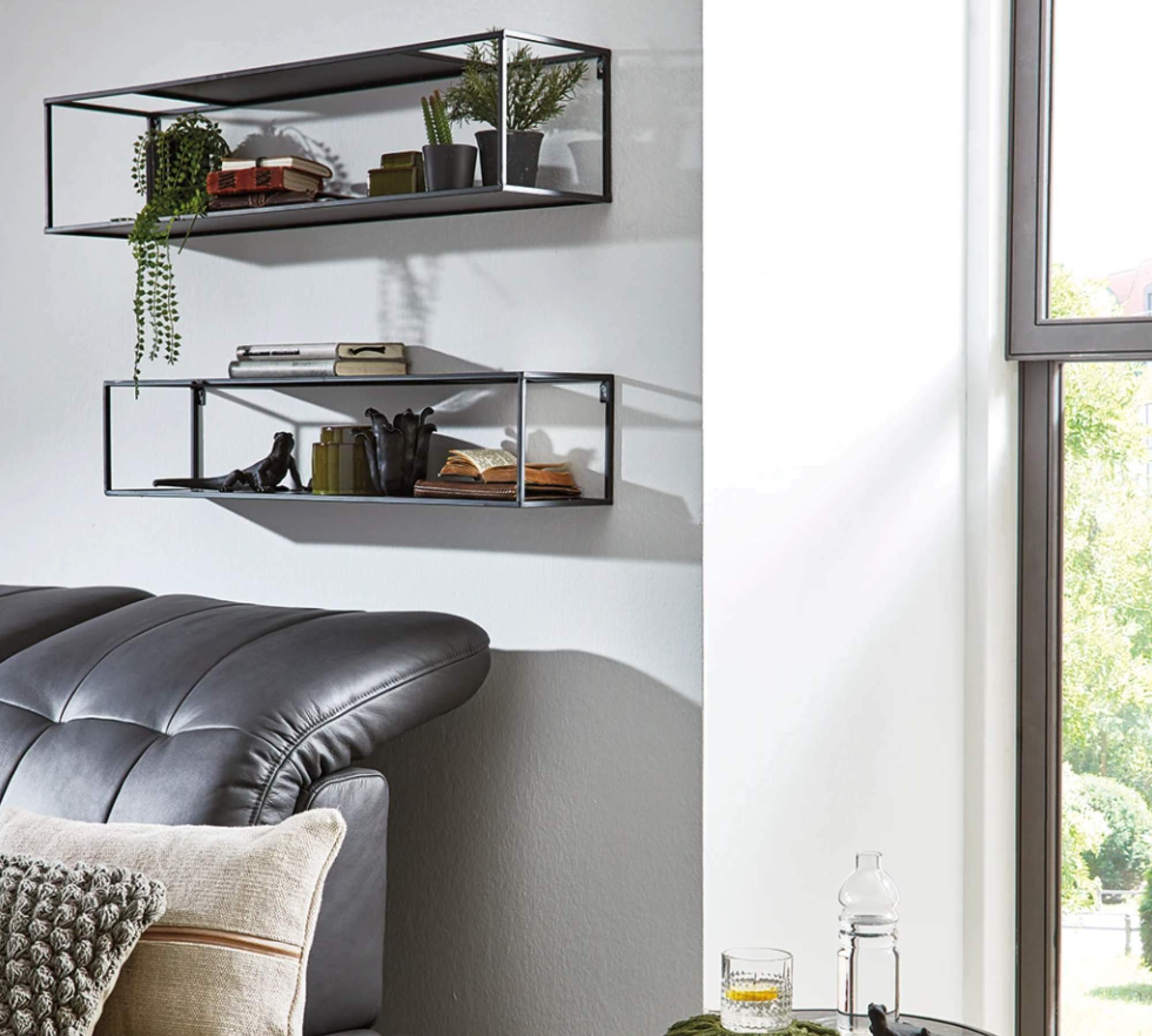 2x Wall Shelf Metal Black 3