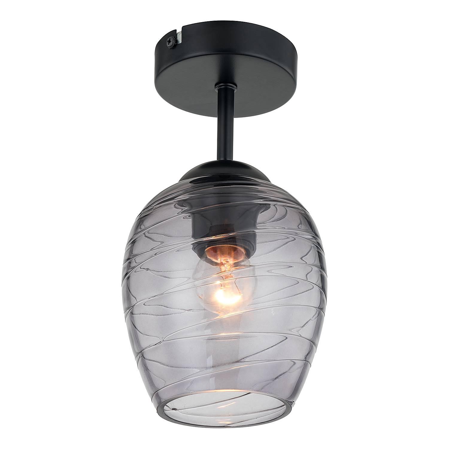 Cutler Ceiling Lamp Iron Smoke Glass 1-light 0