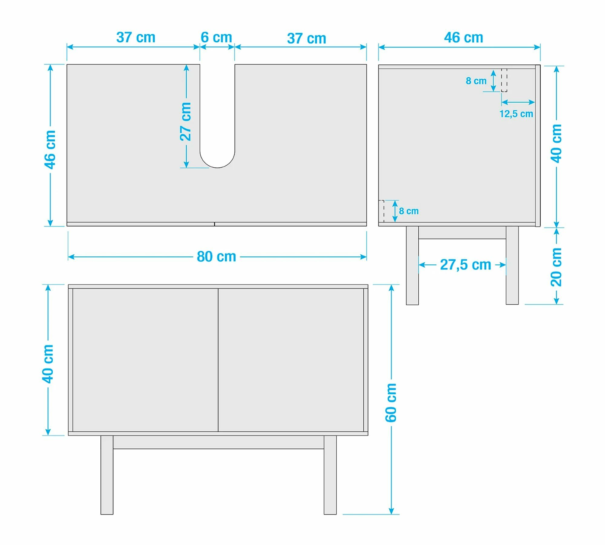 Waschbeckenunterschrank Eichenholz Weiß 9