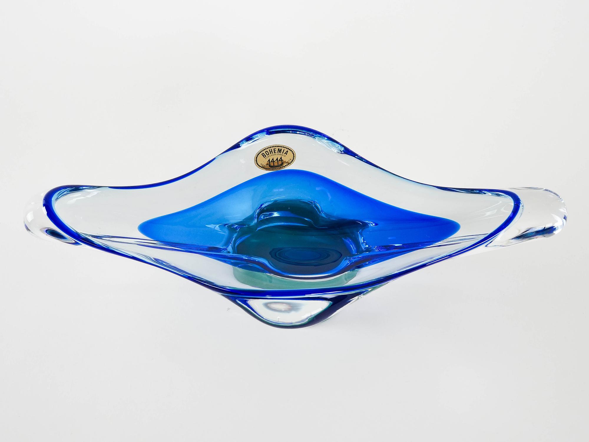 Bohemian Plate Blue Transparent 1970s 5