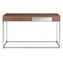 Console table walnut veneer stainless steel brown 5