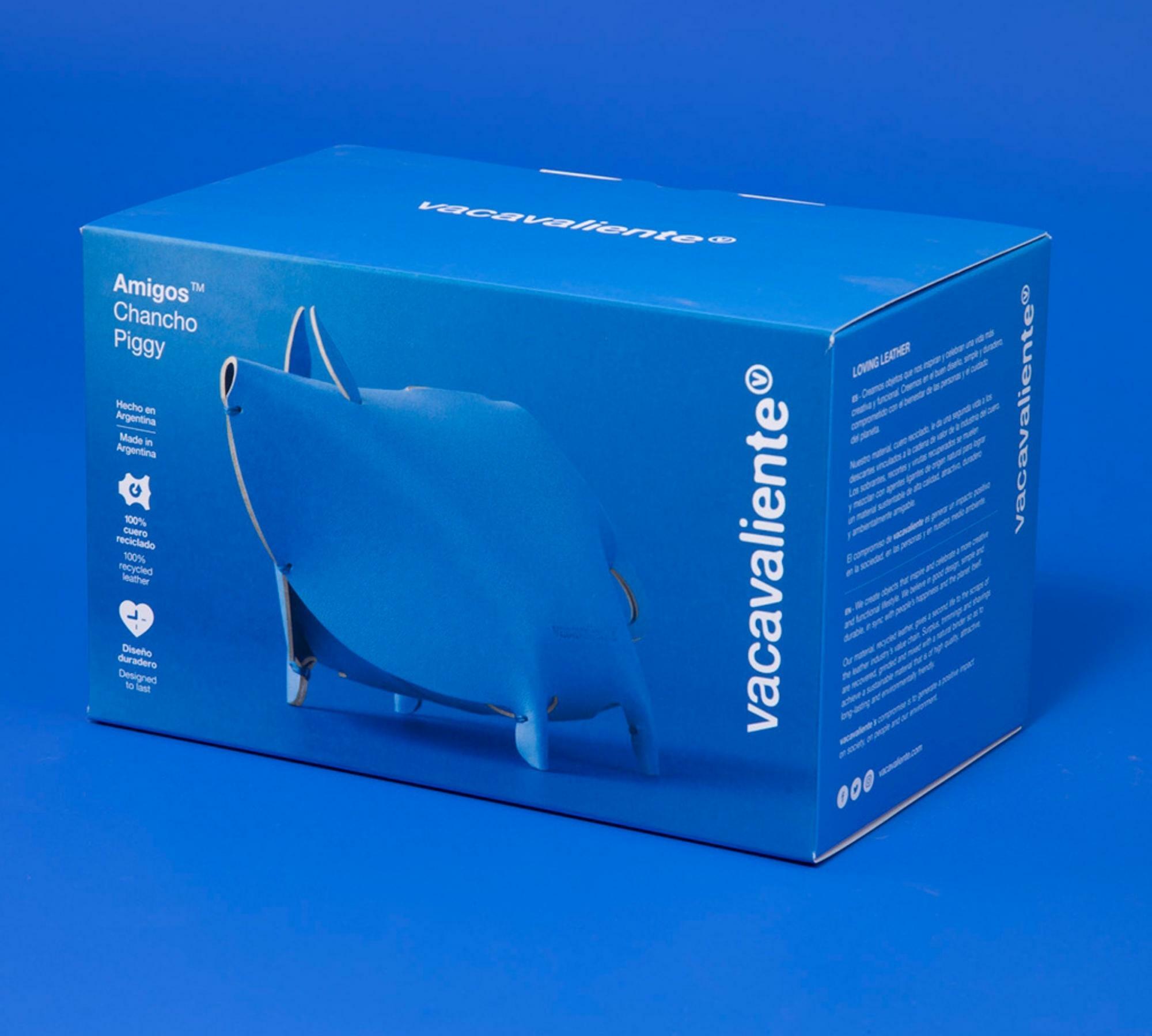Sparschwein aus 100% Recyceltem Leder aus Spanien Blau 4