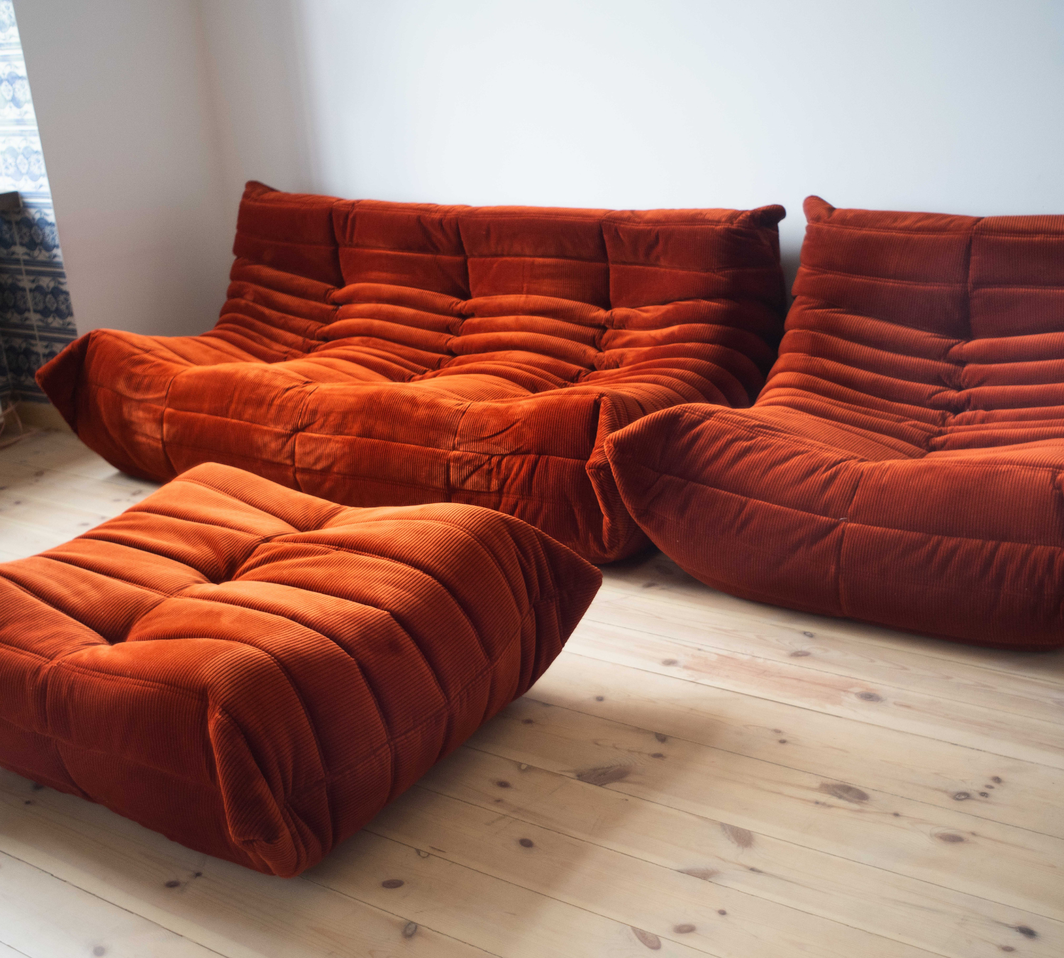 Togo Lounge Set 3-pc. Cord Orange 2
