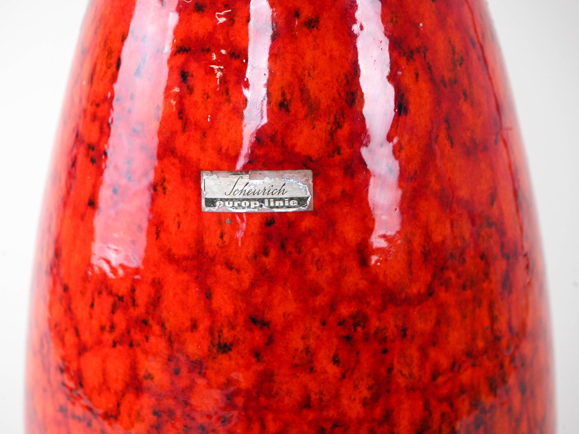 Red ceramic vase 1960s 5