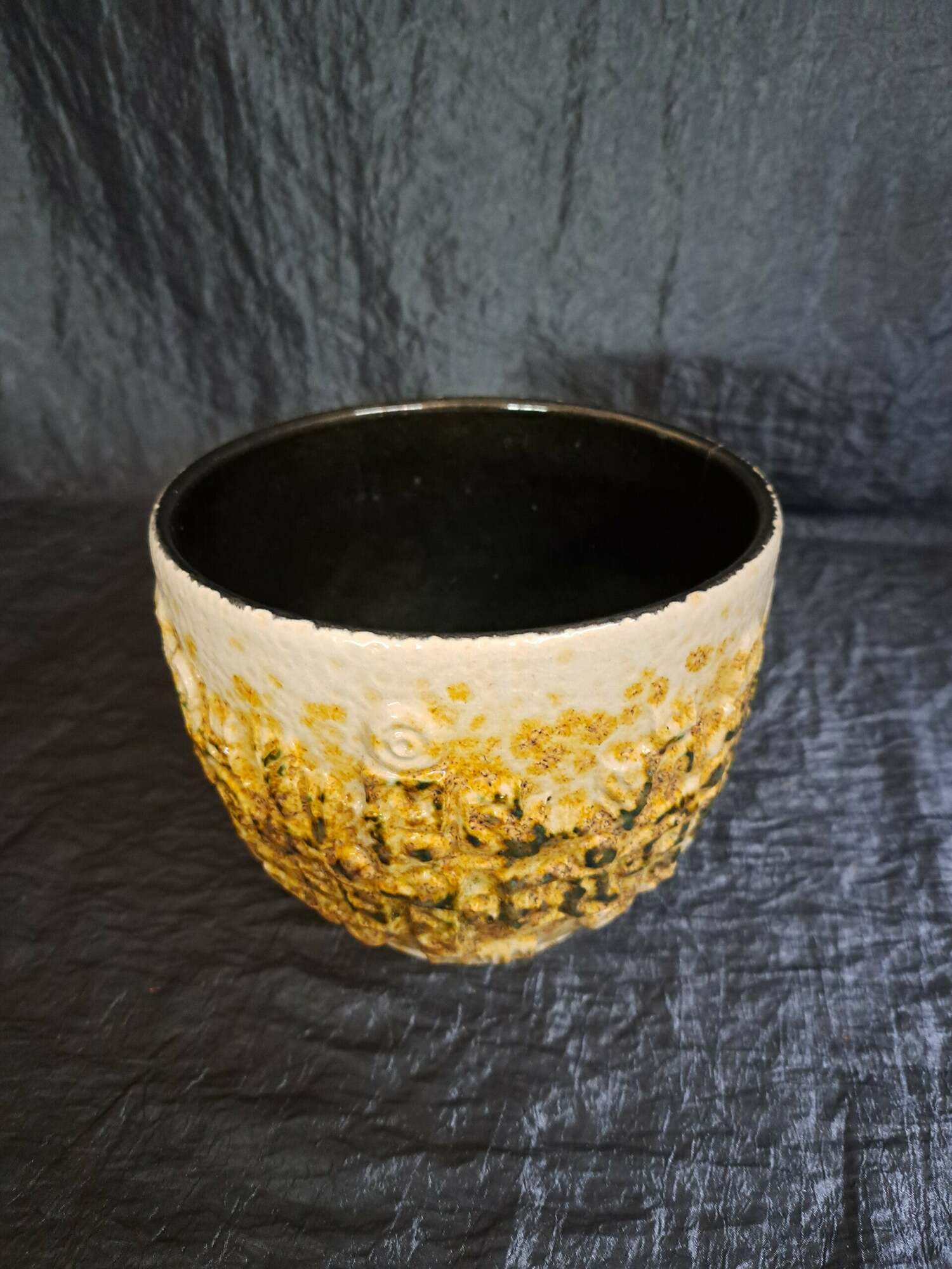 Vintage Blumentopf Keramik Gelb 1