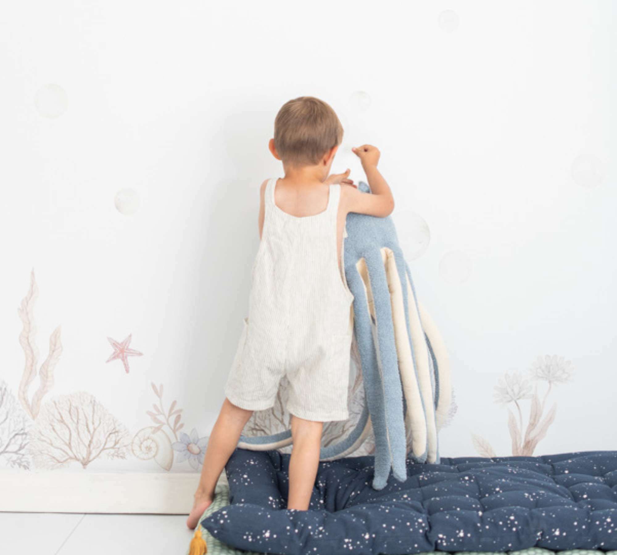 Oktopus Maxi Plüschtier Baumwolle Blau 5