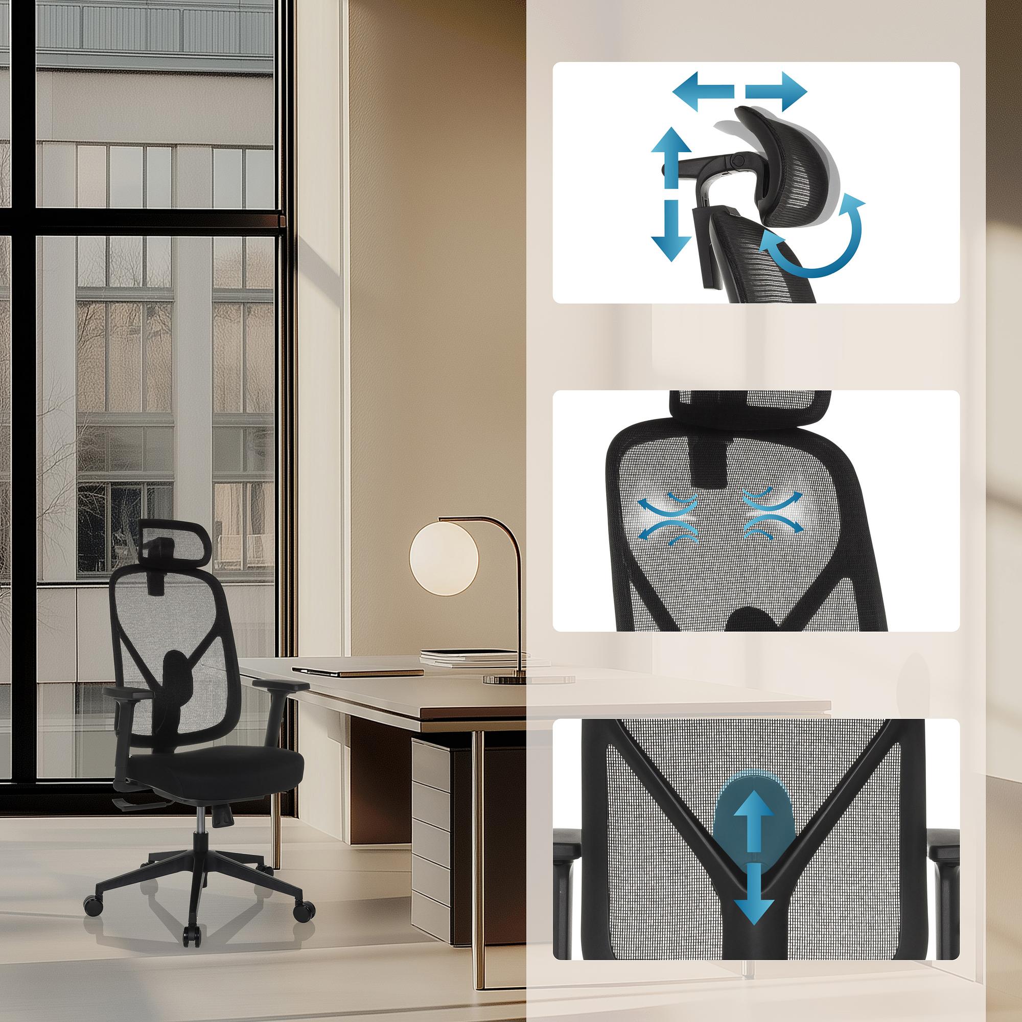 RALOO ECO Bürostuhl Netzstoff Schwarz 2