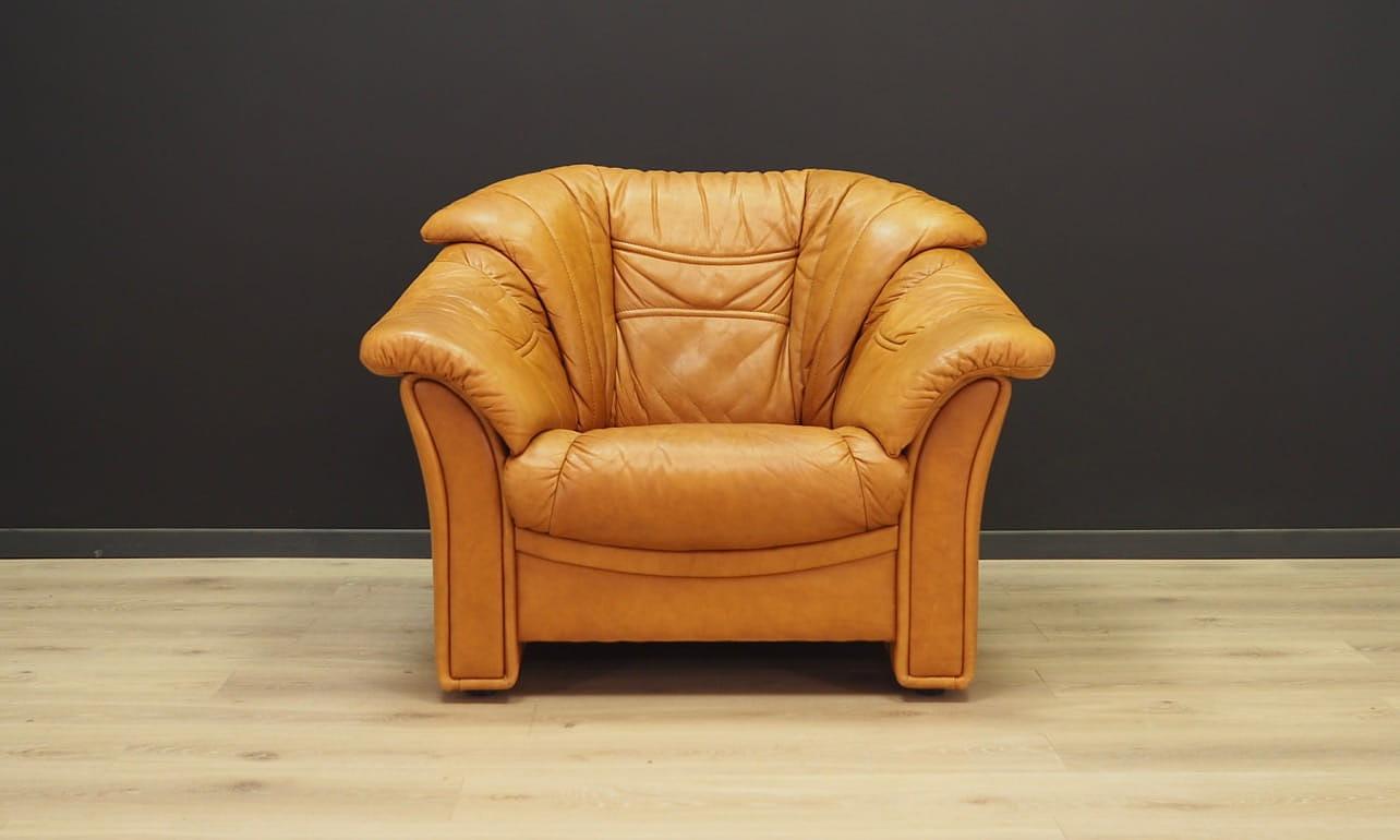 Vintage Sofa 3-seater and armchair Leather Cognac 1970s 13
