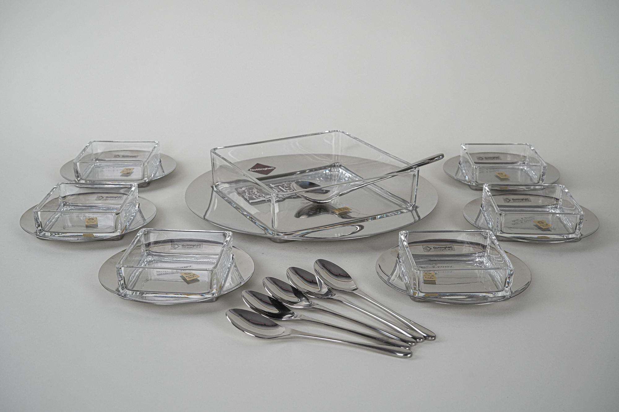Dessert-Set Edelstahl Silber 1970er Jahre 8