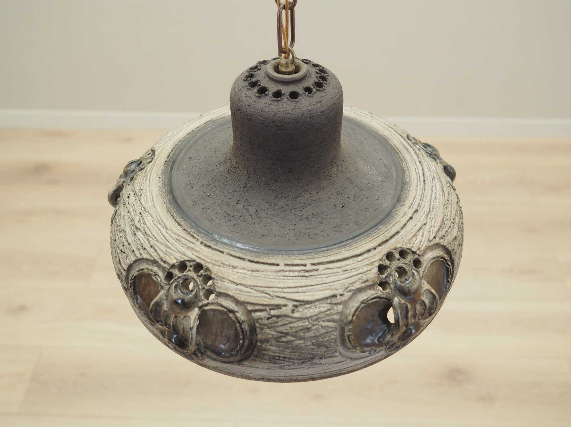 Vintage Pendant Lamp Ceramic Grey 1960s 7