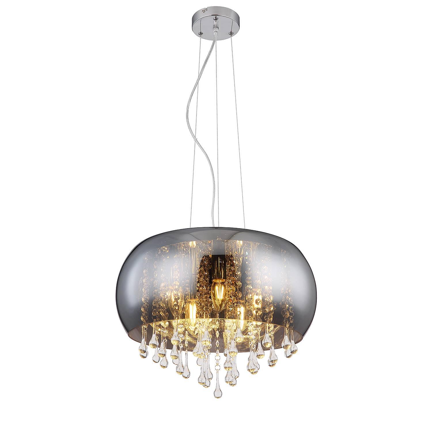 5-Flammig Pendelleuchte Kalla I Rauchglas Chrom 1