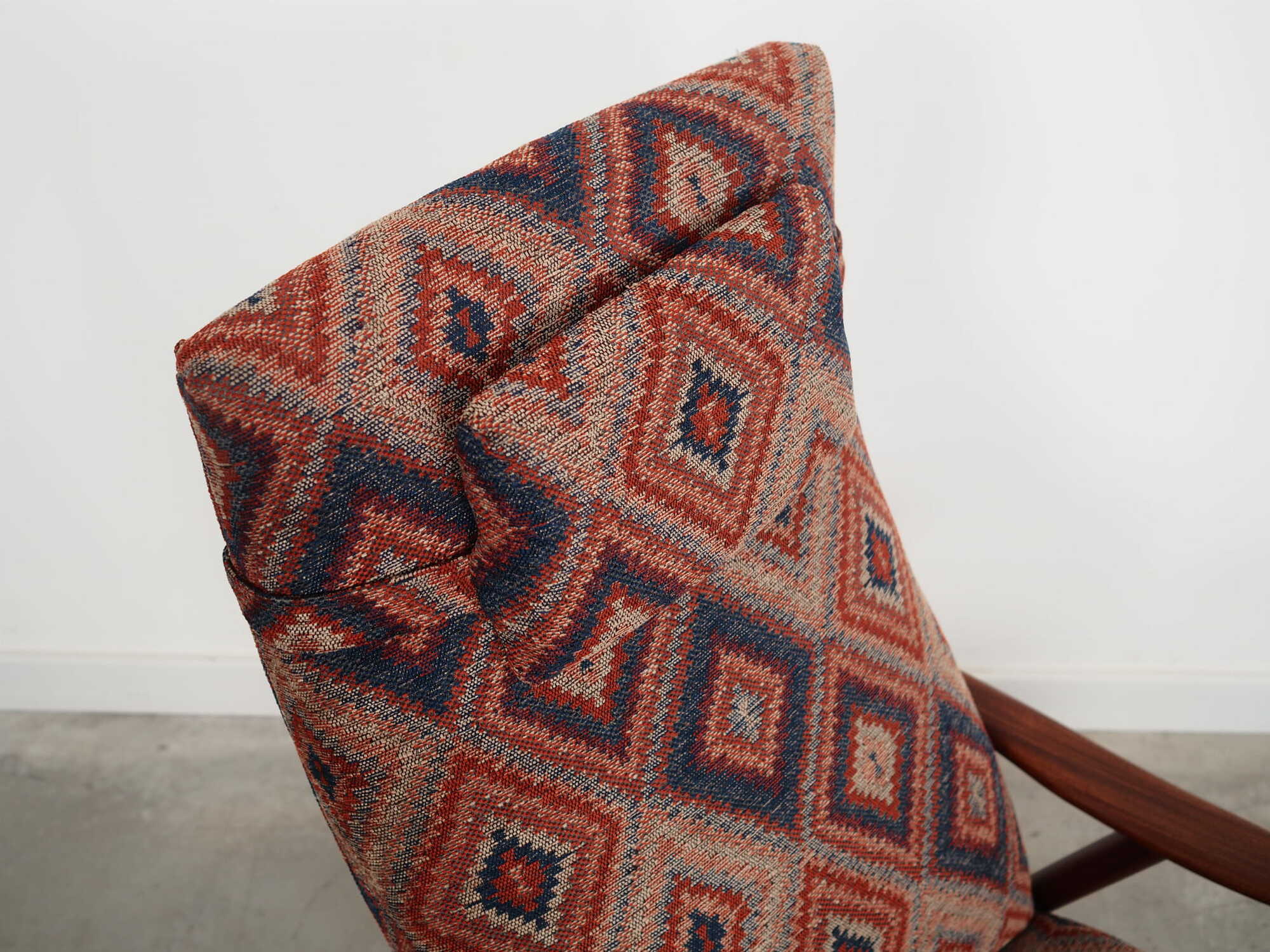 Vintage chair Teak wood Textile Multicolor 1970s  8