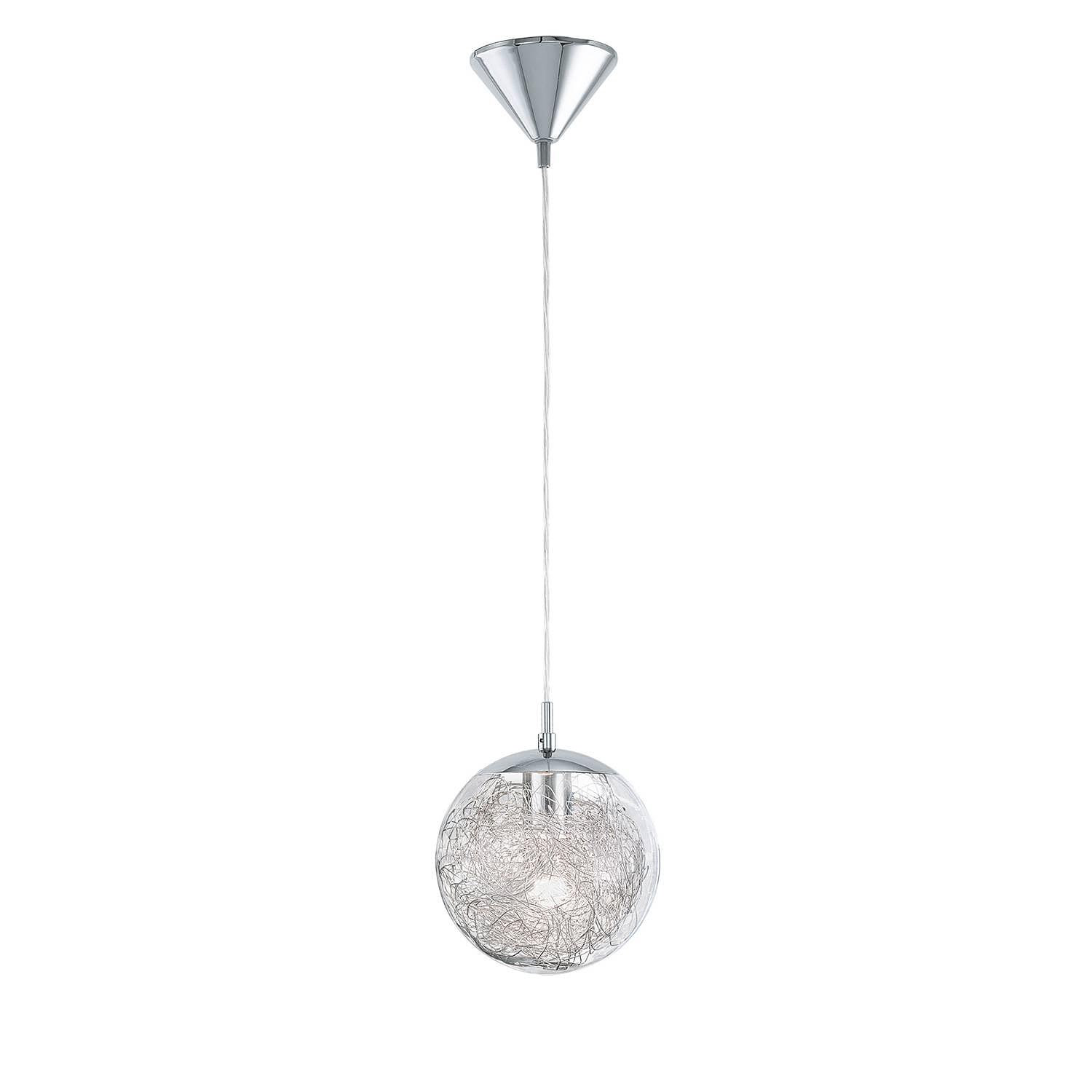Pendant lamp Luberio Glass Aluminum 1-bulb Silver 1