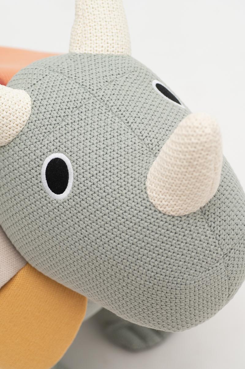 Dino Stuffed Animal Cotton Green White 5