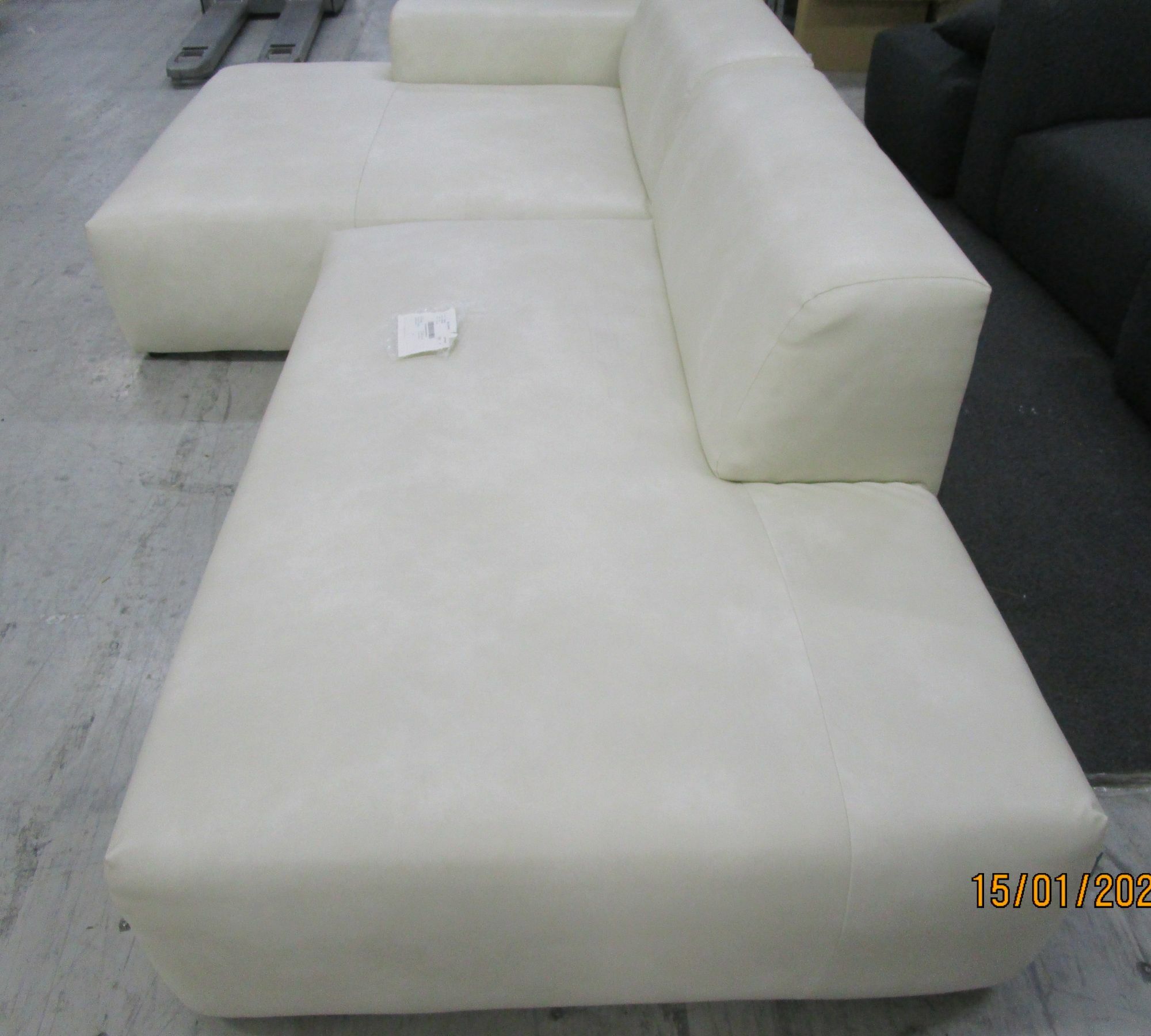 Pyllow Sofa Ecksofa Récamiere Links Kunstleder Cremeweiß 6