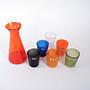 Glass and Carafe Set Multicolored 1980s 4