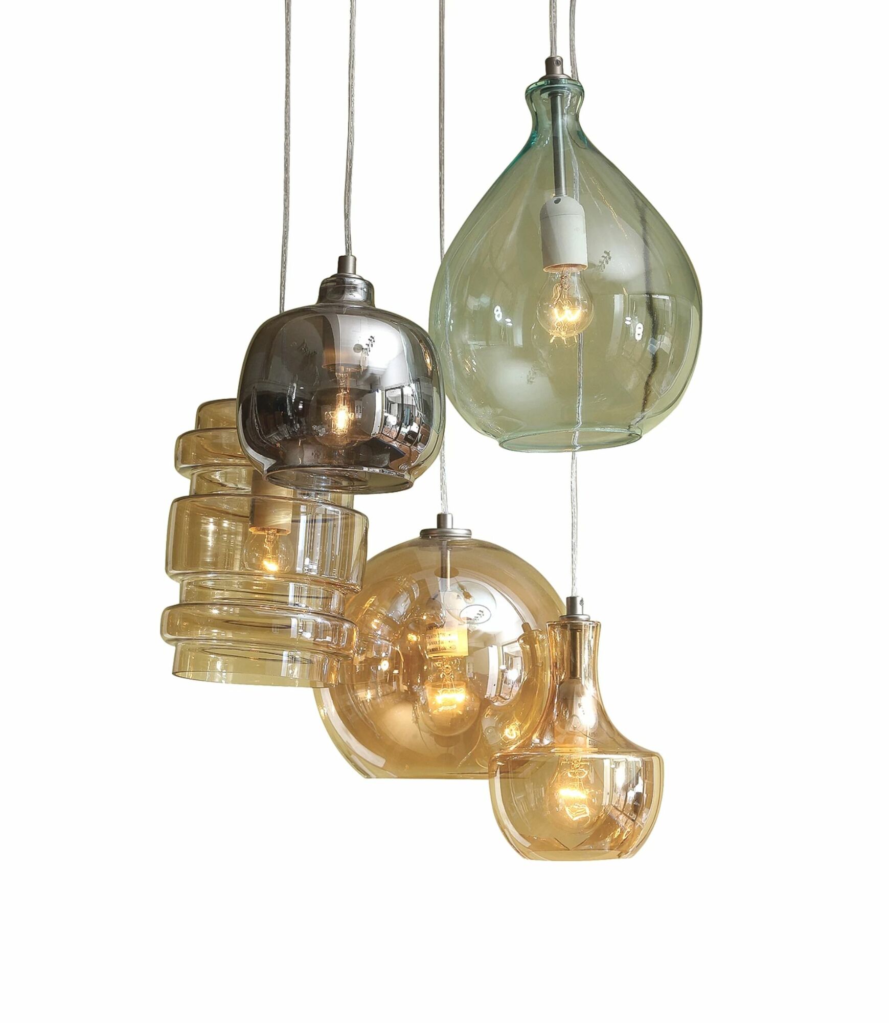 Pendant lamp Brooklyn II Metal / Glass 5-flame 4