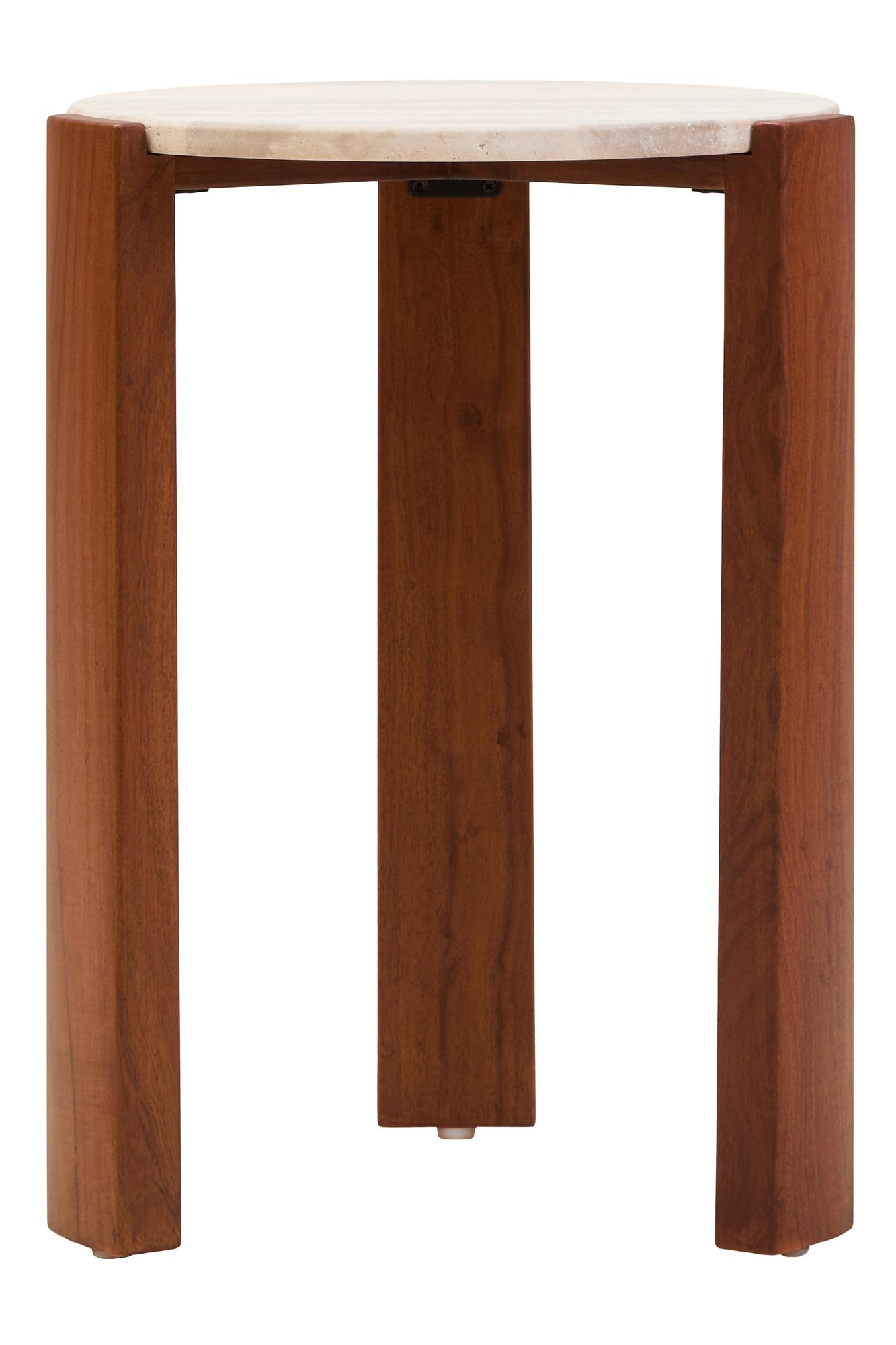 Palermo Runder Marmor Beistelltisch Naturholz 8