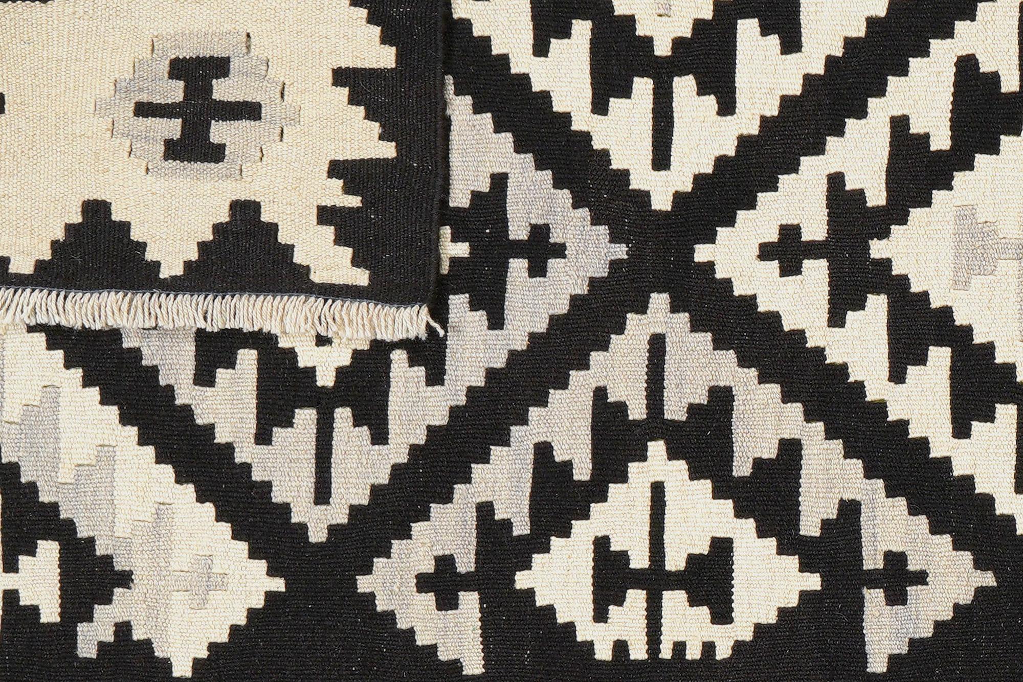 Kilim Gashgai Teppich Schwarz Creme 4