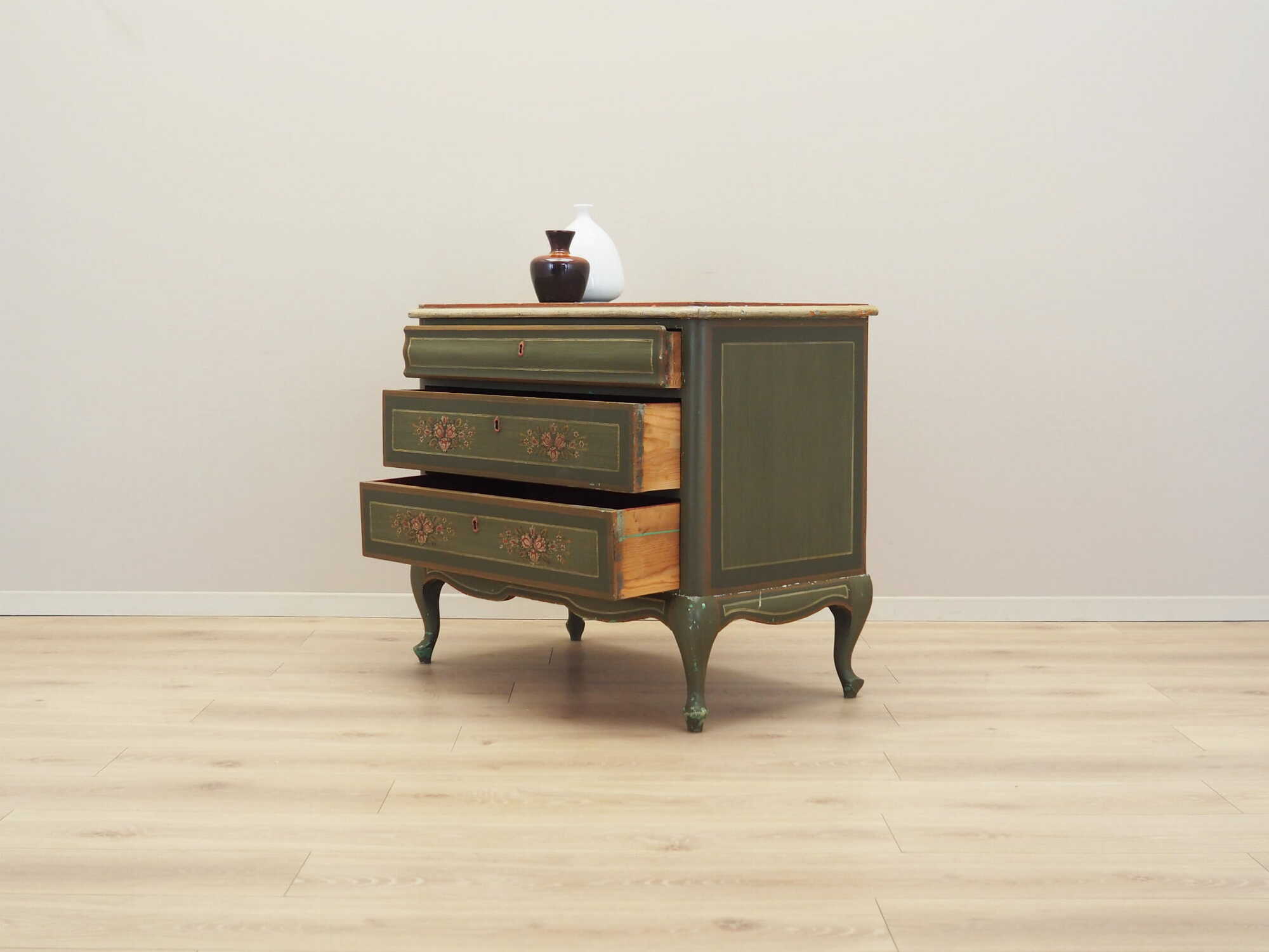 Vintage Kommode Kiefernholz Grün 1950er Jahre 3