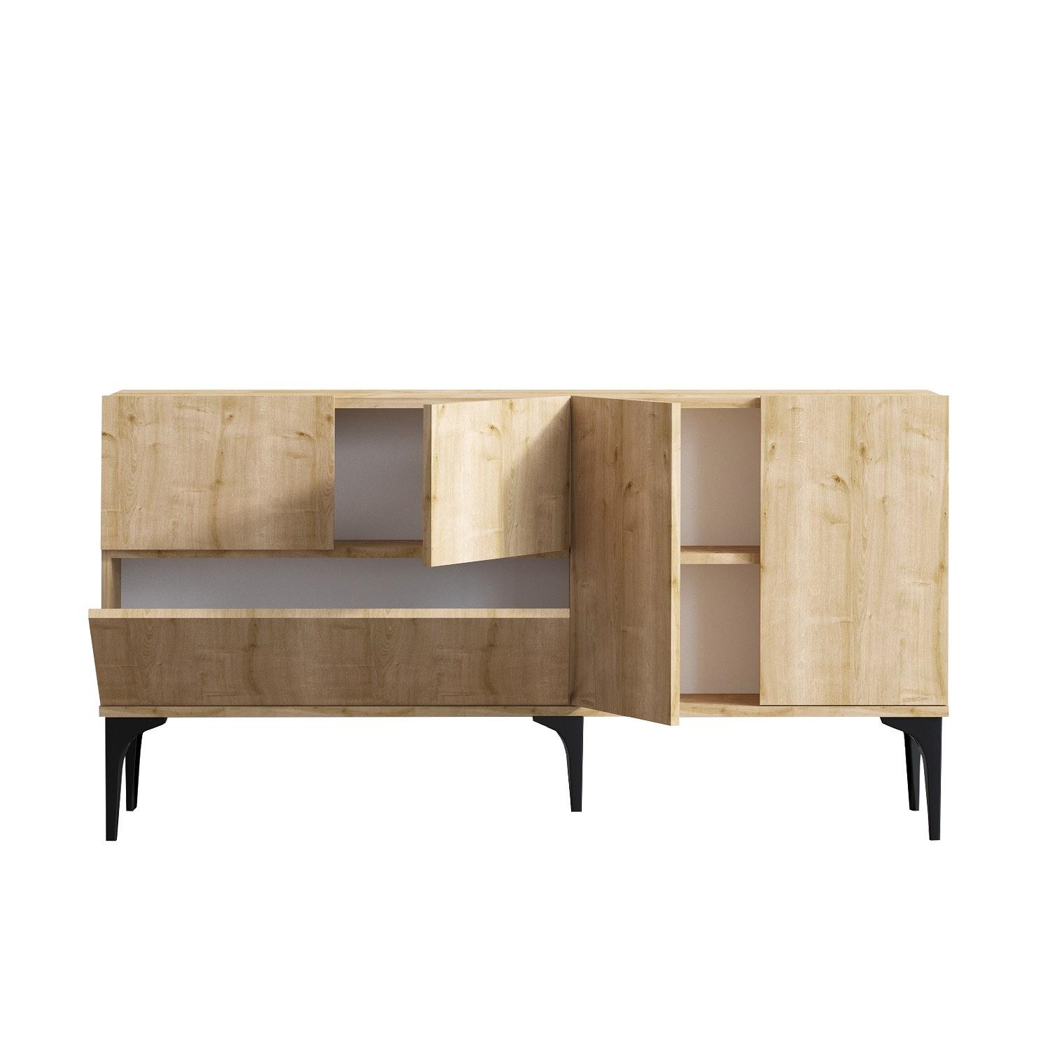 Console Table Wood Veneer Black 4