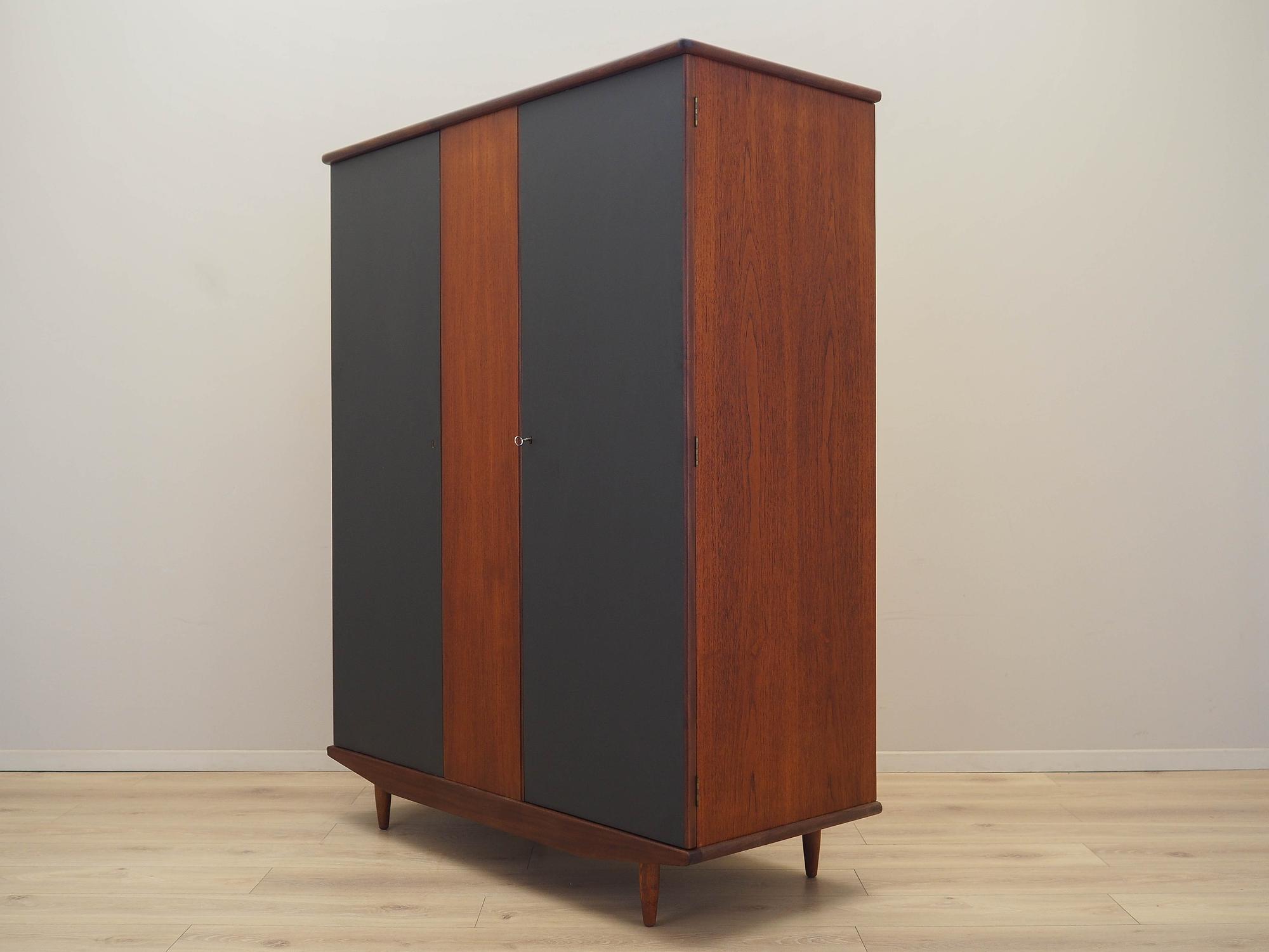 Teak Kleiderschrank 1960er Jahre Grau Braun 3