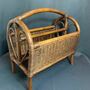 Vintage Zeitungsständer Rattan Braun 4