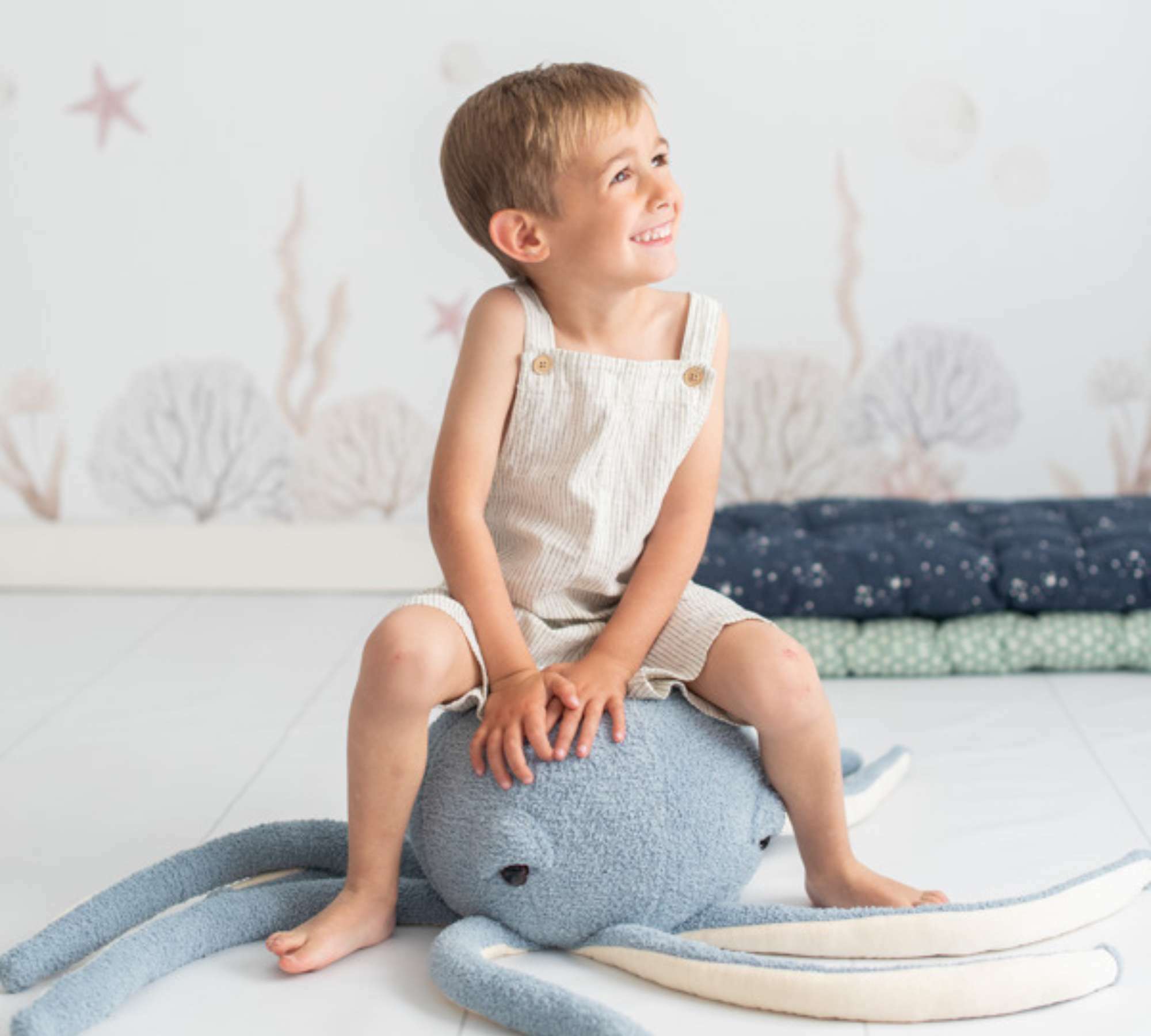 Oktopus Maxi Plüschtier Baumwolle Blau 6