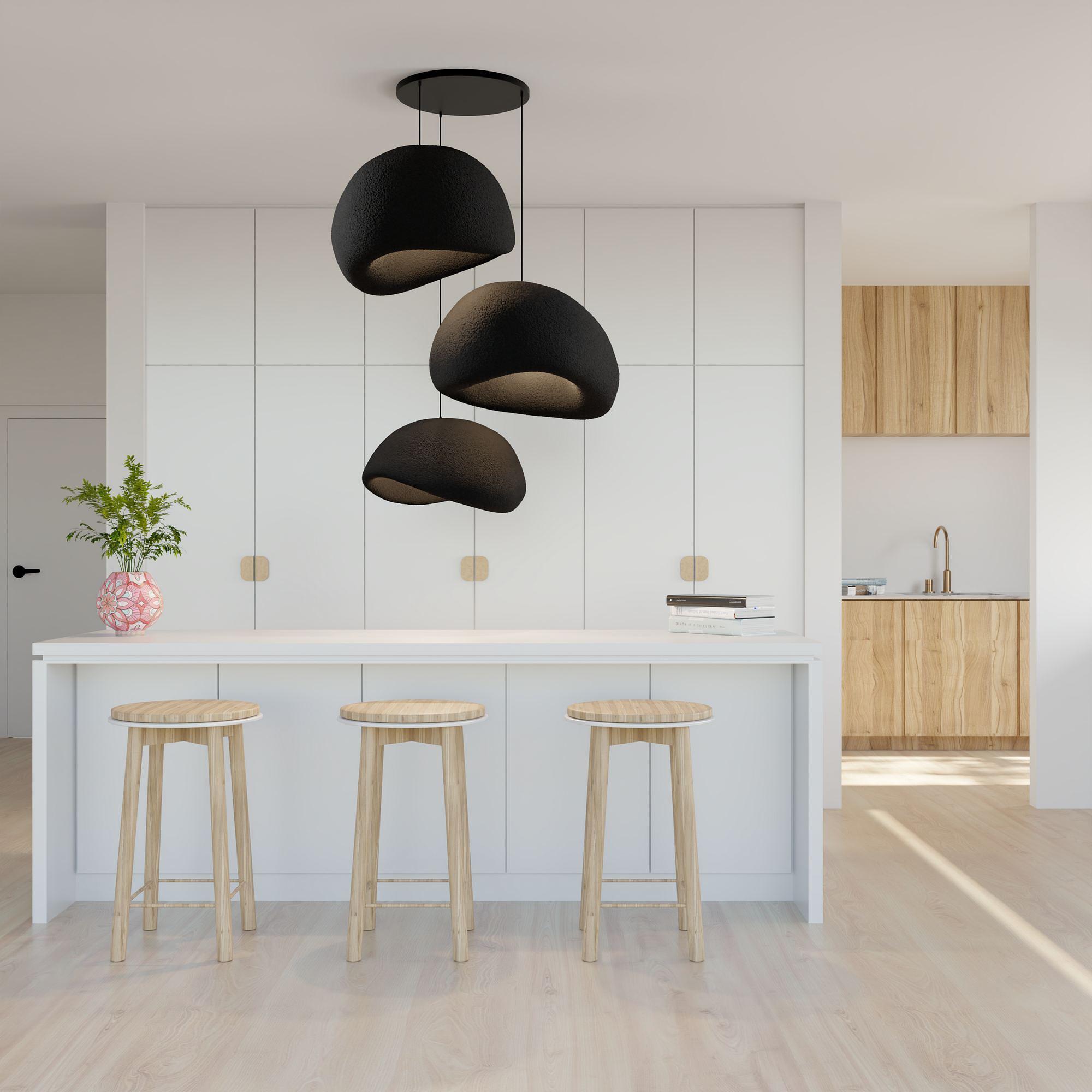 3-Flammig Wabi Sabi Kanso Beams Pendelleuchte Schwarz 4