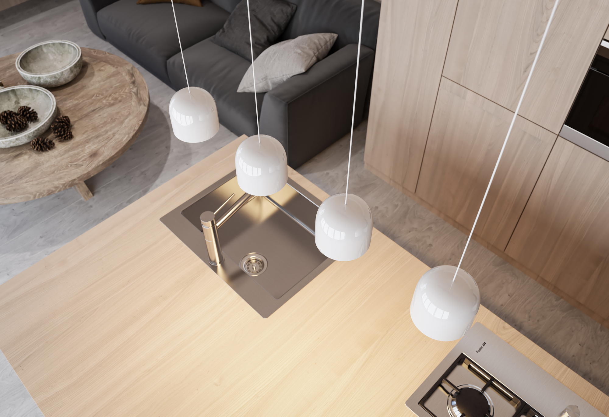 Gaia Pendelleuchte 5-Flammig Weiß 3