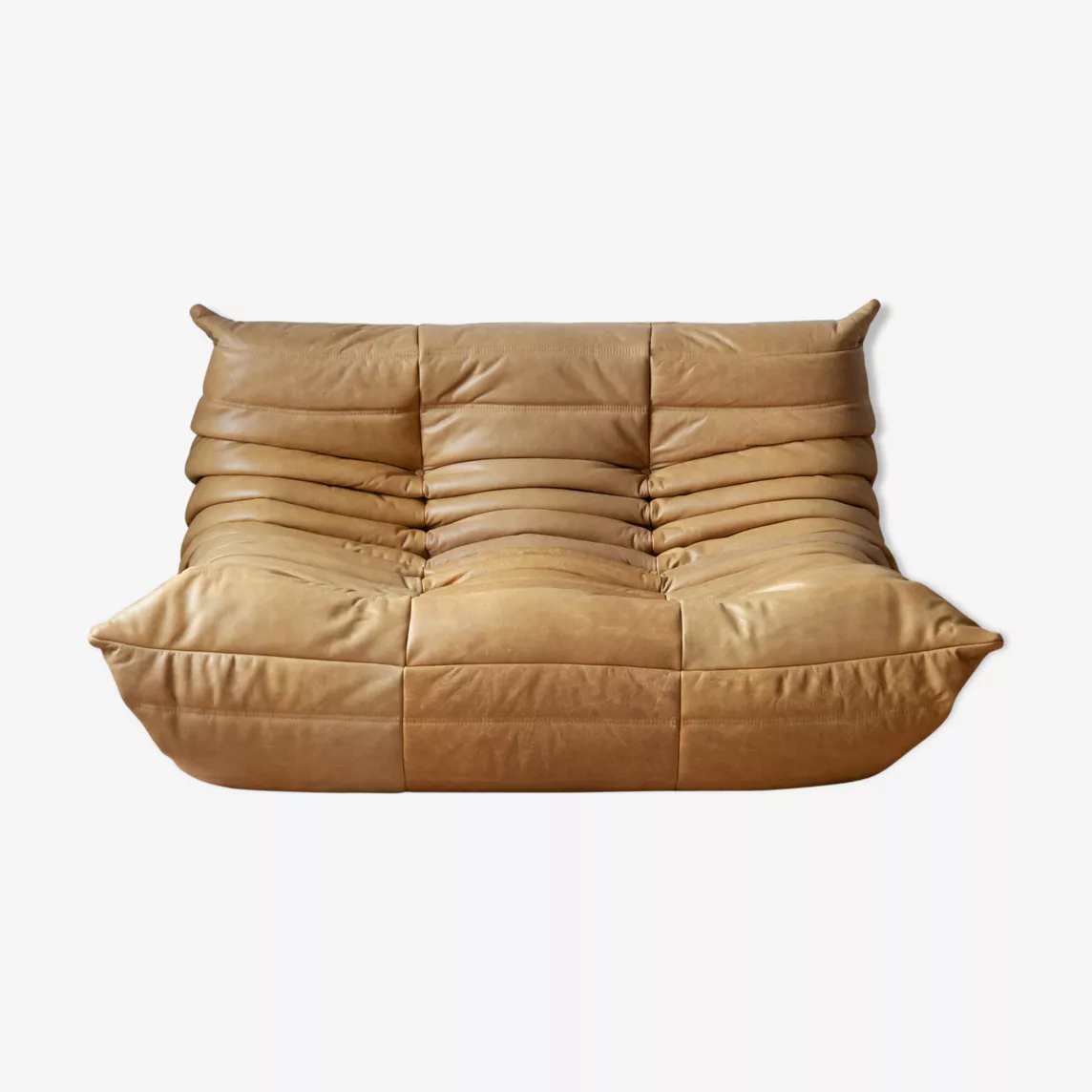 Divano Togo 2 posti pelle pull-up marrone cammello 0