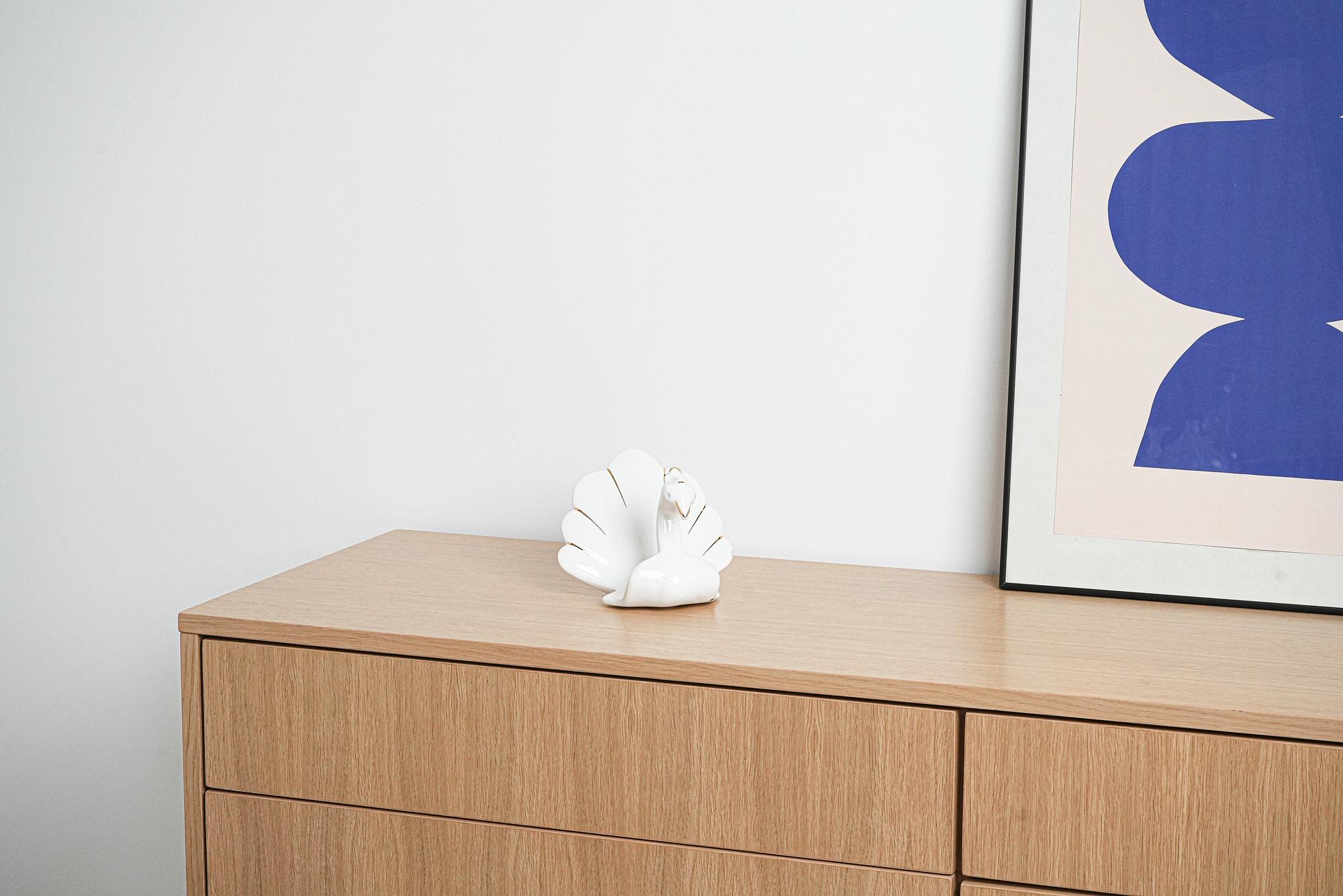 Porzellan-Pfauenfigur Weiß 1970er Jahre 1