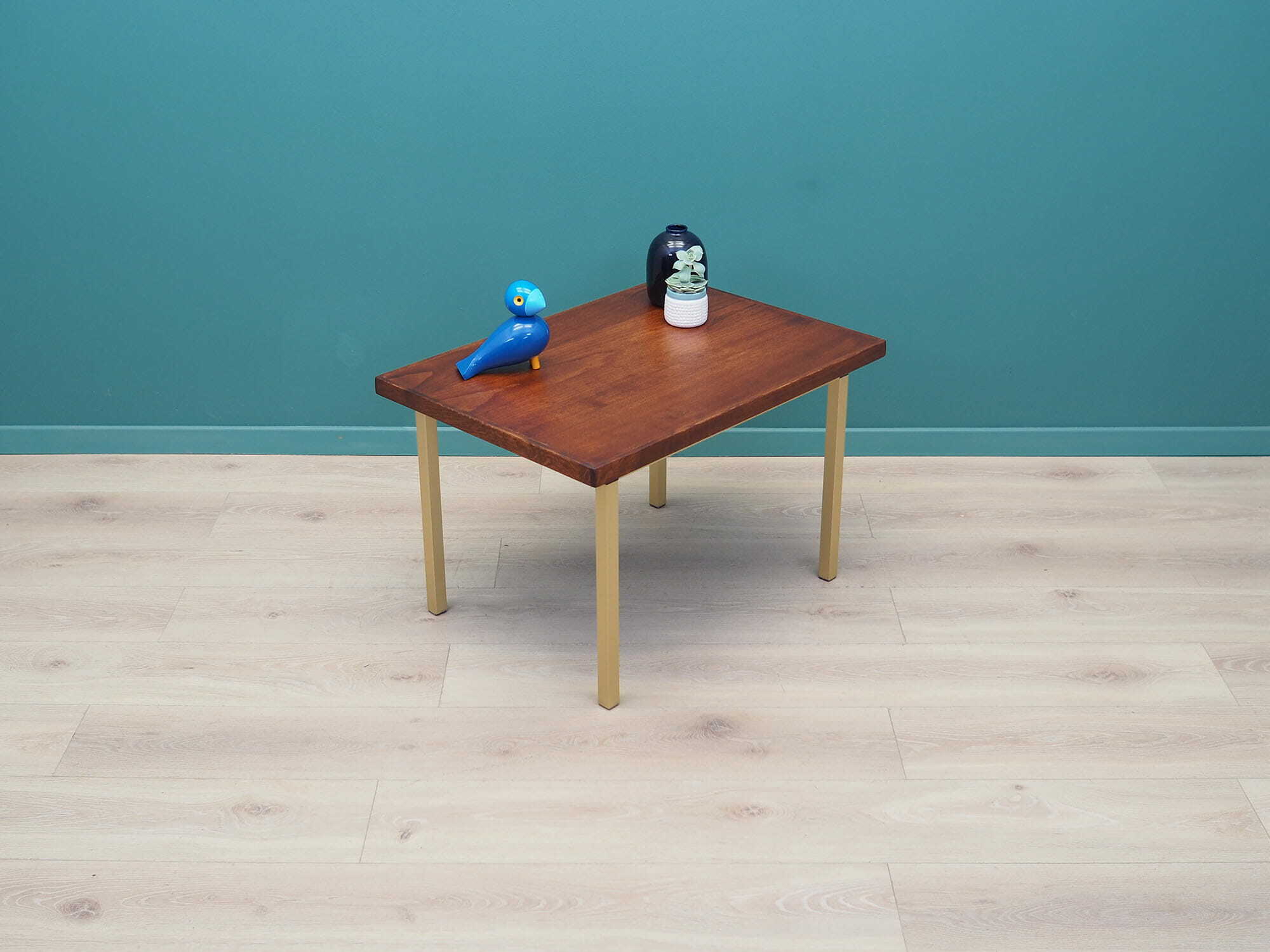 Vintage Coffee Table Wood Metal Brown 1970s 4