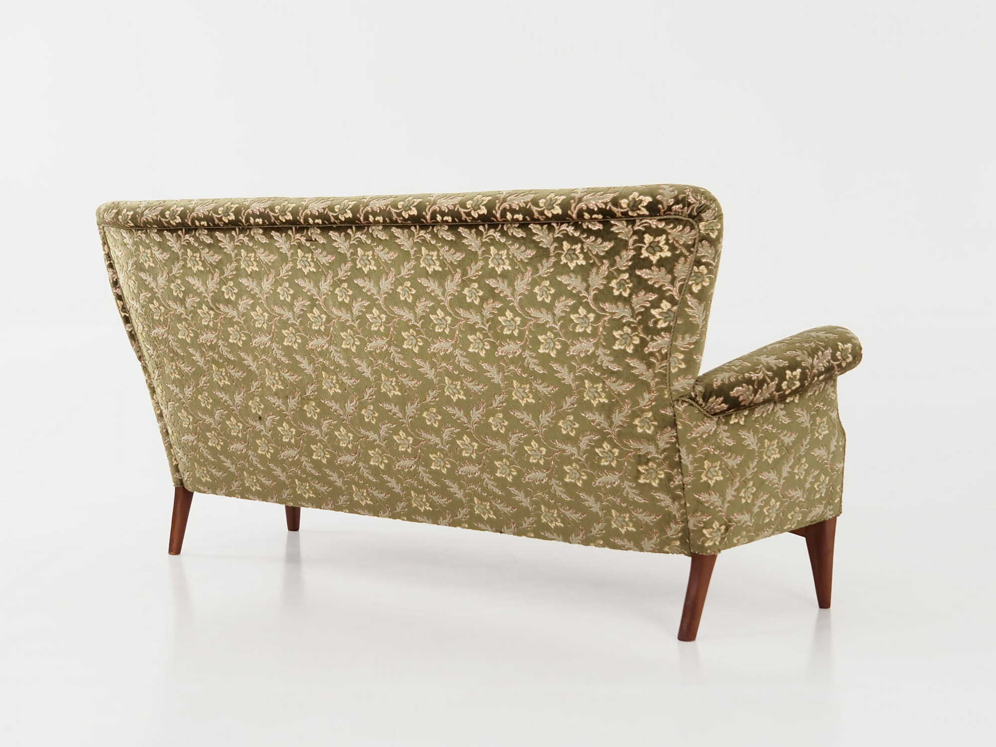 Vintage Sofa Buchenholz Textil Grün 1960er Jahre  3