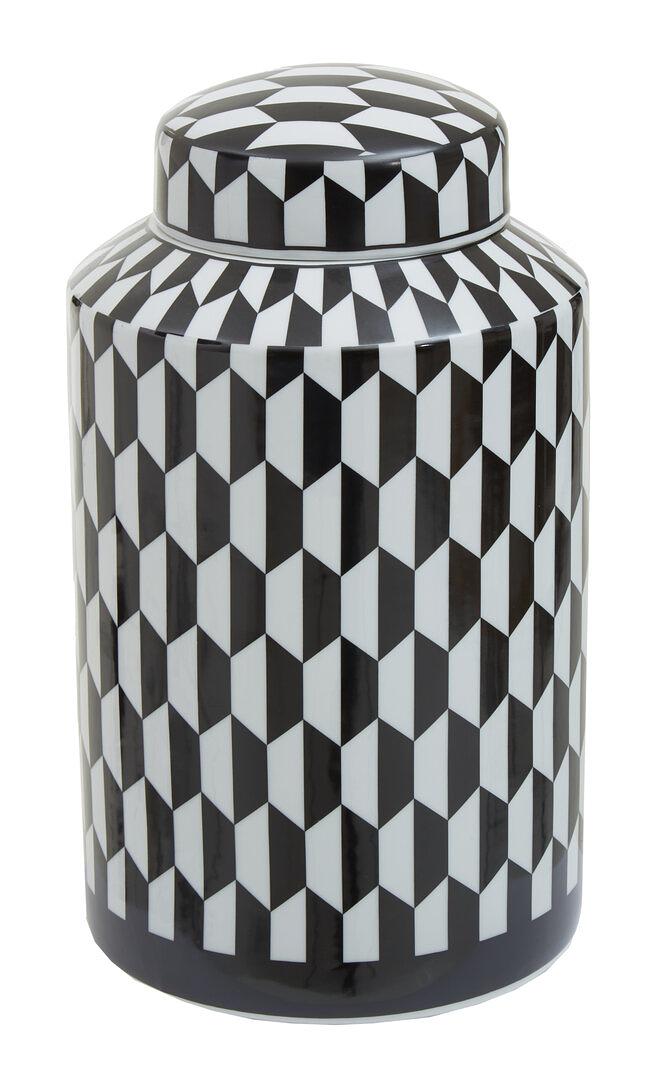 Marlo Kleiner Geometrisch Bedruckte Keramikdose Schwarz Weiß 0