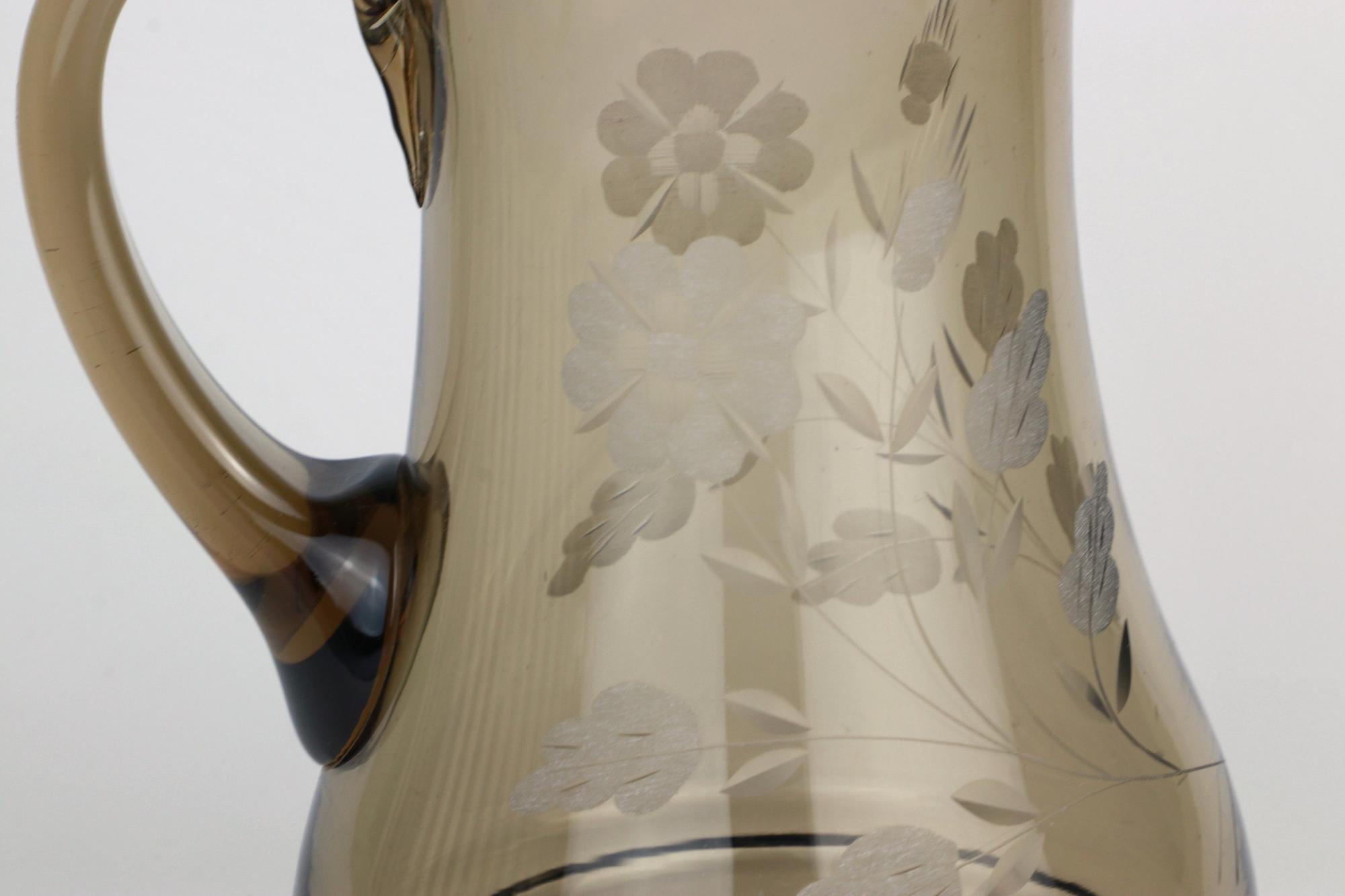 Caraffa vintage in vetro fumé anni '50 2