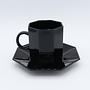 6x Octime Kaffeetasse mit Unterteller Schwarz 1980er Jahre 1
