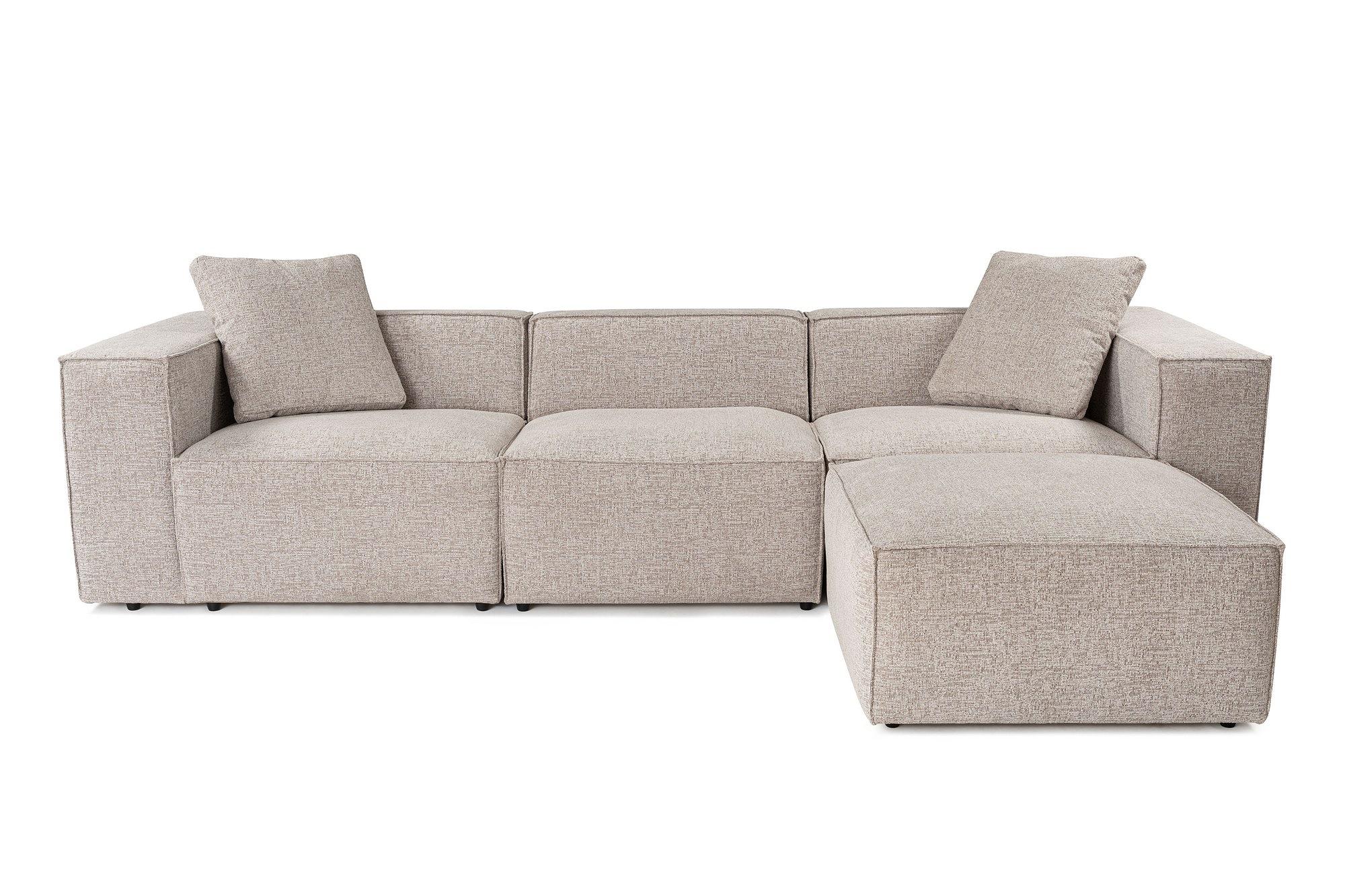 Emma Sofa 3-Sitzer & Fußhocker Mokka 1