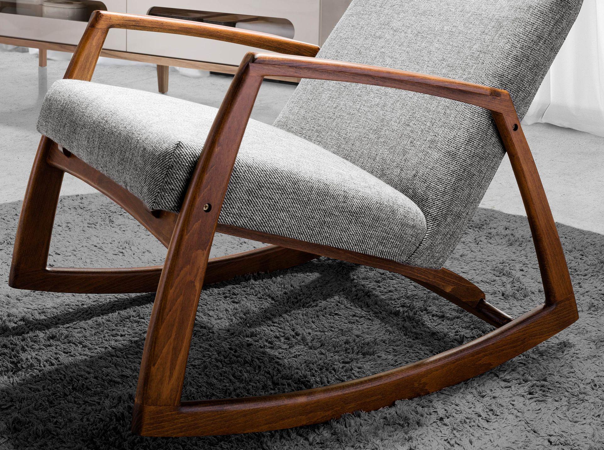 Schaukelstuhl Textil Grau 4