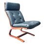 Vintage Sessel Leder Holz Dunkelgrün 0